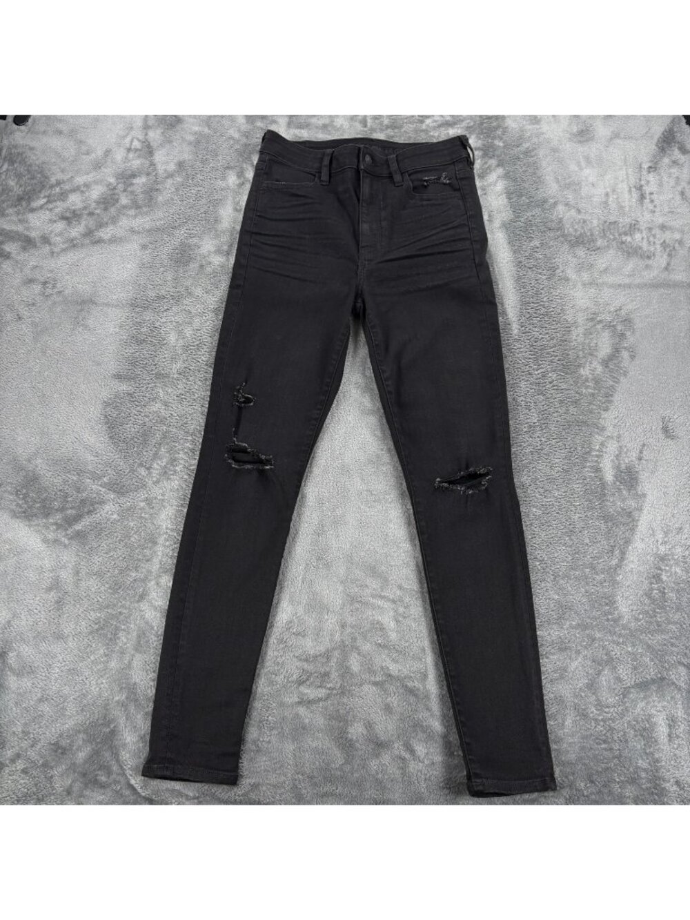 American Eagle Next Level Skinny Distressed Black Jeans Women 8 Regular NWT